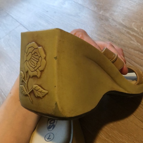 Vintage Y2K platform sandals slip on heels rose 7 - Picture 4 of 13